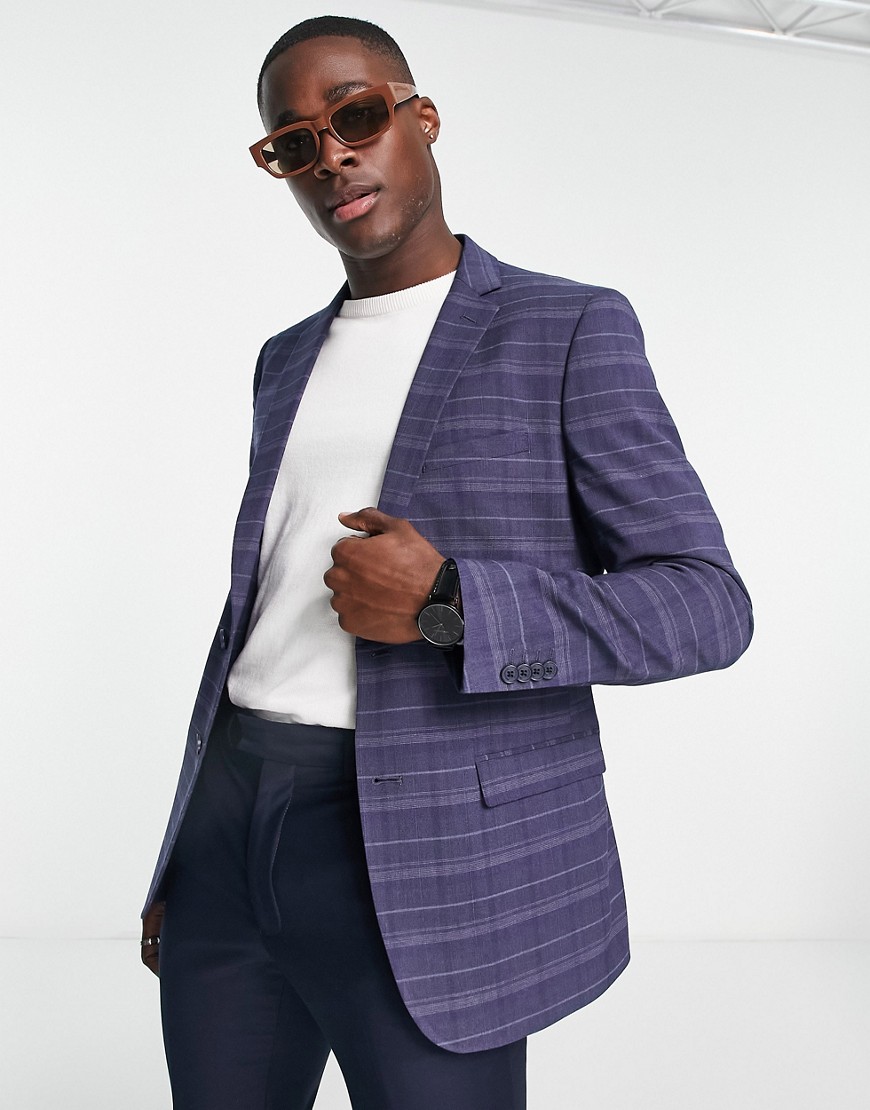 French Connection suit jacket in marine plaid-Navy