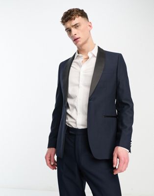 French Connection suit jacket in navy with contrasting lapels - ASOS Price Checker