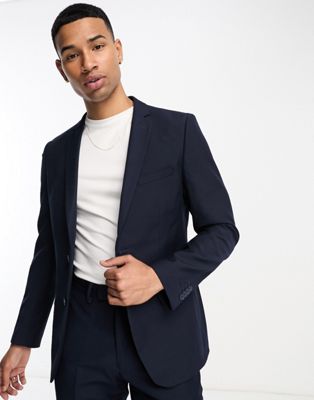 French Connection suit jacket in navy - ASOS Price Checker