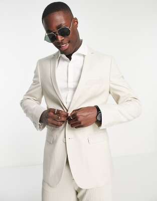 suit jacket in stone and white-Neutral