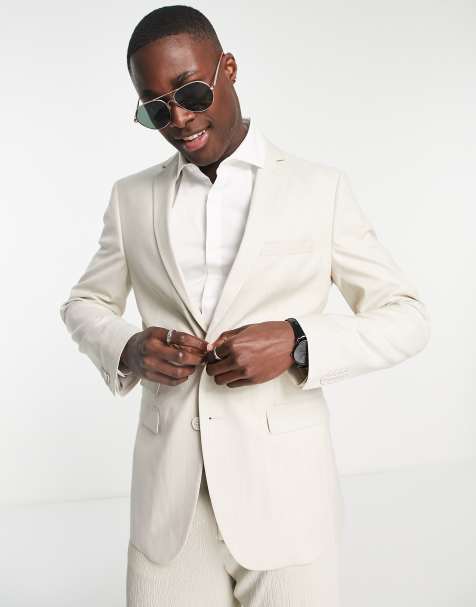French Connection suit jacket in stone and white - view 1