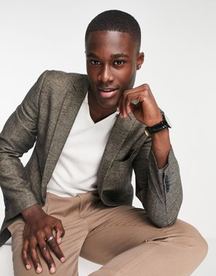 French Connection suit jacket in tan - ASOS Price Checker