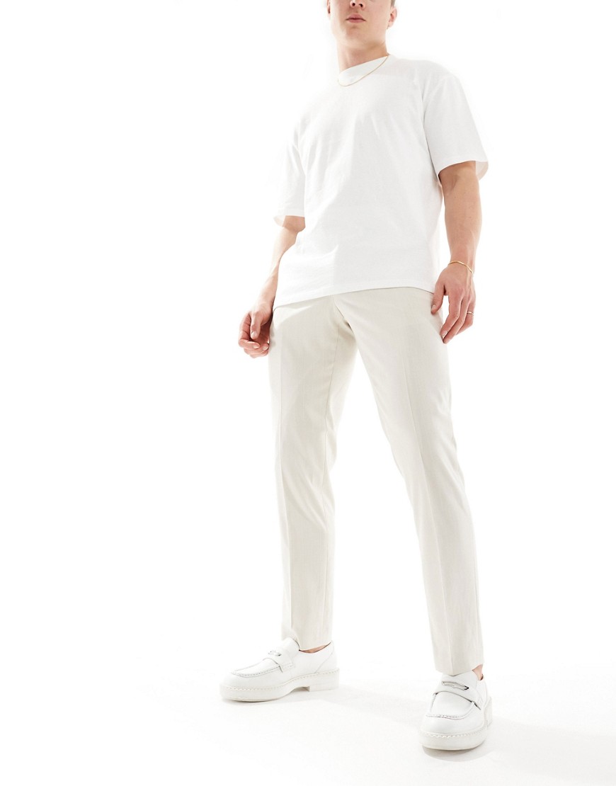 suit pants in beige and white stripe-Neutral
