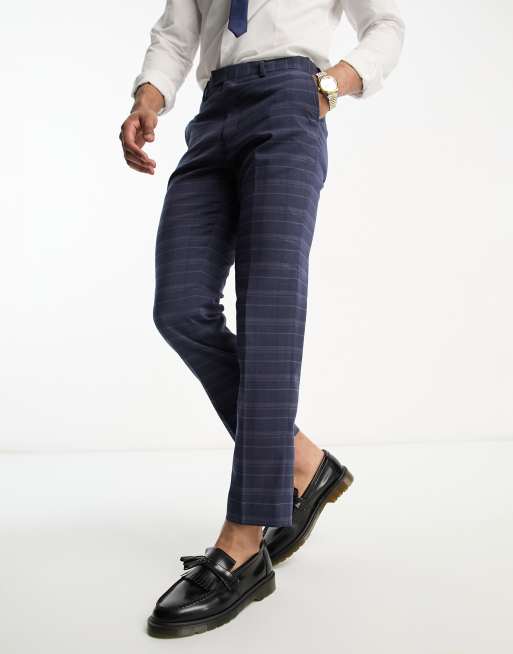 French Connection suit pants in marine check