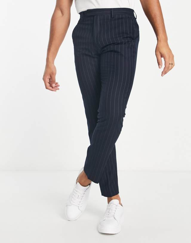 French Connection suit pants in navy stripe