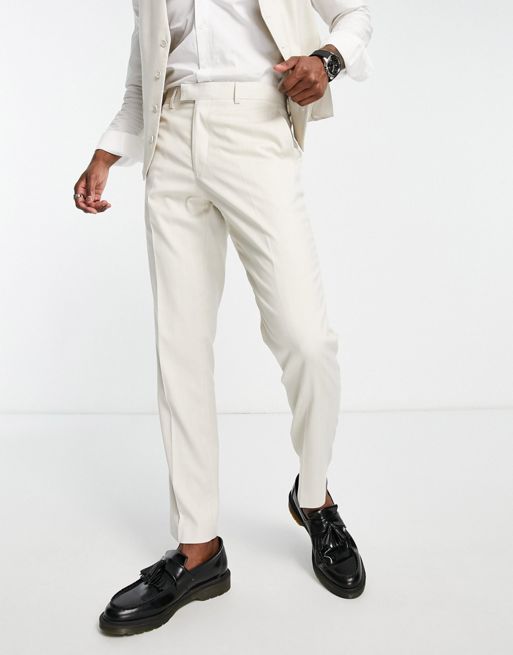 French Connection suit pants in stone and white | ASOS