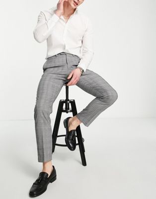 French Connection suit trousers in grey check - ASOS Price Checker