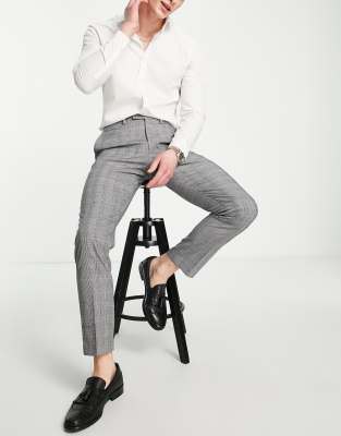French Connection suit trousers in grey check - ASOS Price Checker