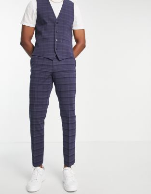 French Connection suit trousers in marine check - ASOS Price Checker