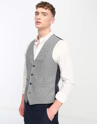 French Connection suit waistcoat in black and grey check - ASOS Price Checker