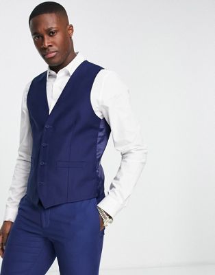 French Connection suit vest in blue - ASOS Price Checker