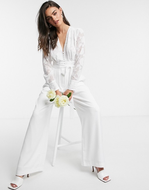 French Connection Summer White Bridal Jumpsuit