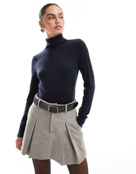 French Connection super soft roll neck light knit jumper in navy - view 1