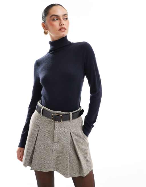French Connection super soft roll neck light knit sweater in navy