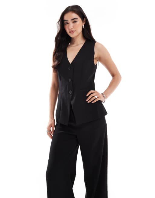 French Connection – Svart, skräddarsydd jumpsuit med kostymvästdetalj, 2 av 4