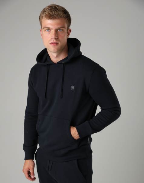 French Connection - Sweat à capuche en coton mélangé - Bleu marine - view 1
