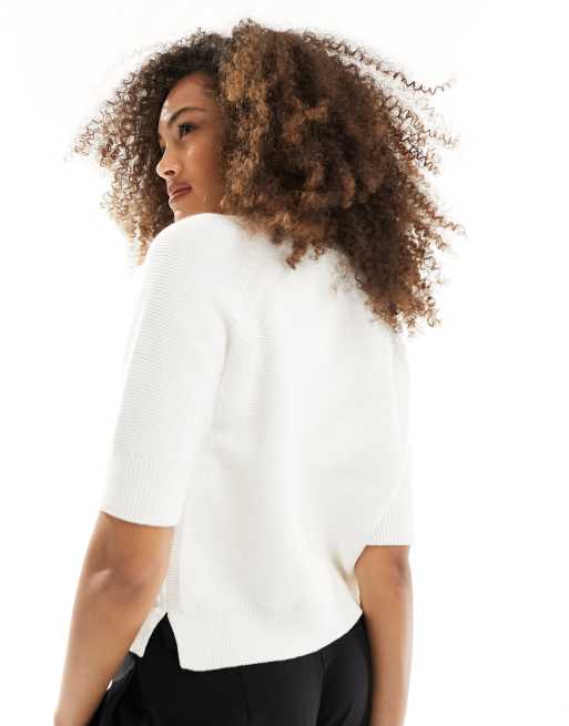 French Connection - Sweater met korte mouwen in wit, 3 van 4