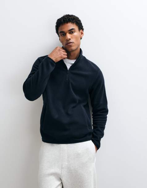 French Connection sweatshirt i mikrofleece med kvartslång dragkedja i marinblått - view 1