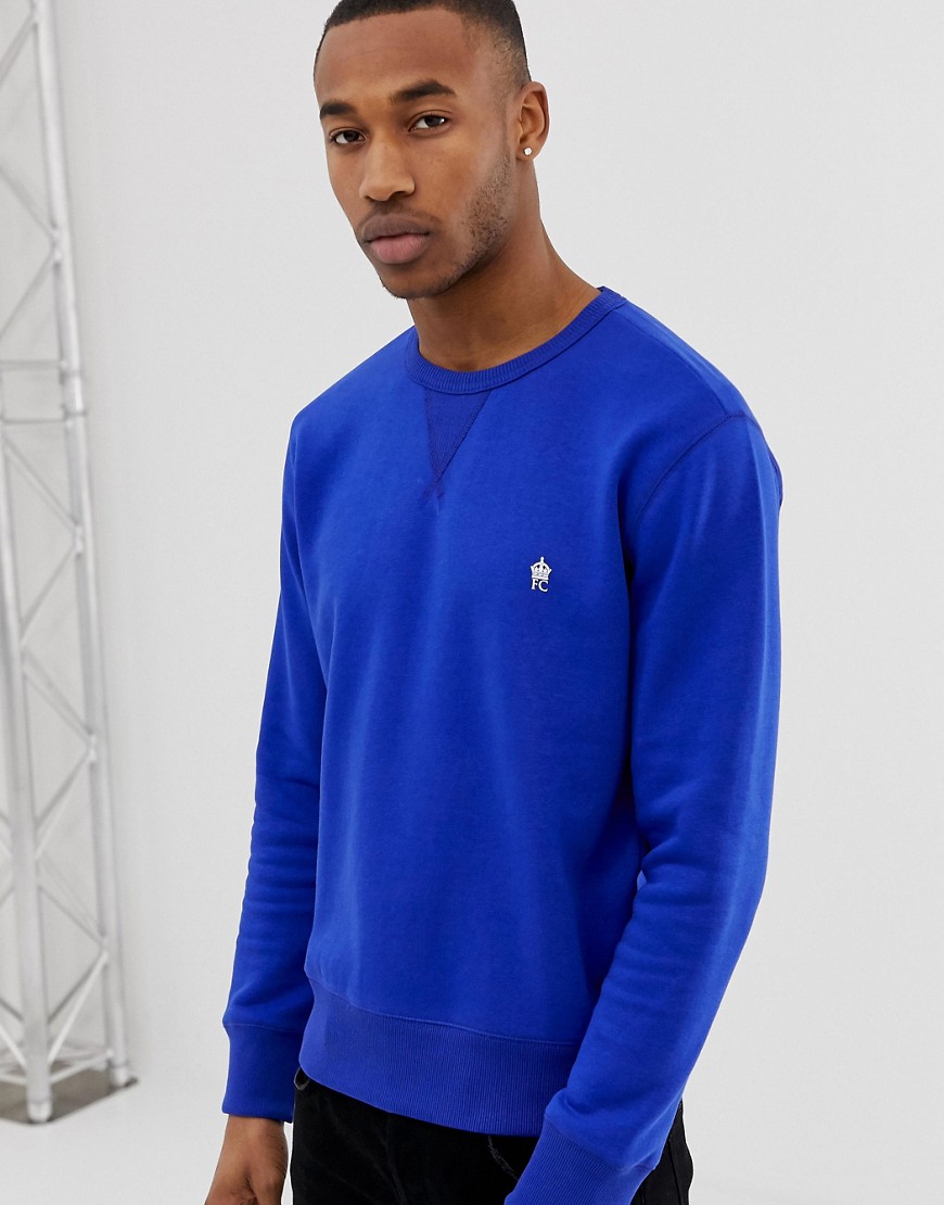 French Connection – Sweatshirt med rund halsringning och logga-Blå