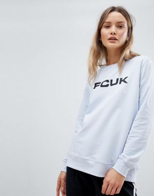 French Connection - Sweatshirt met 'FCUK'-print-Blauw