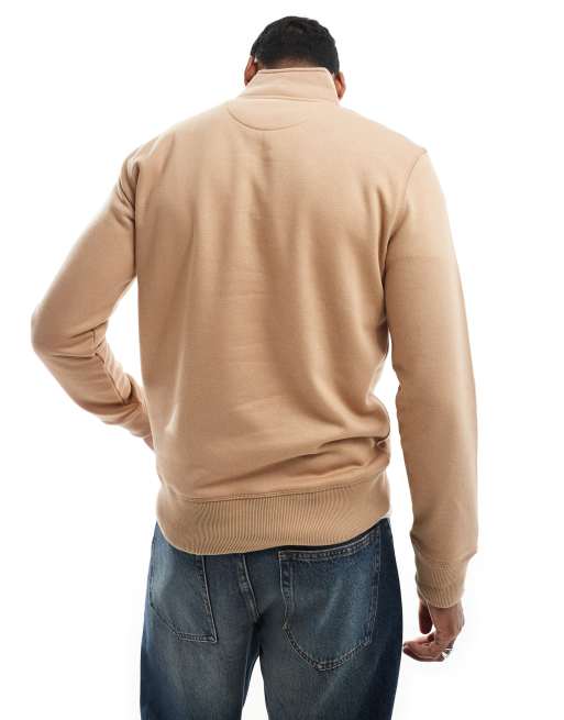 French Connection - Sweatshirt met korte rits en opstaande boord in camel, 4 van 4