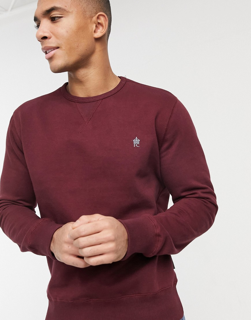 French Connection Tall Sweatshirt With Logo In Burgundy-red