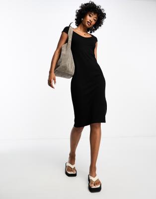 French Connection sweetheart neckline body conscious jersey dress in black Smart Closet