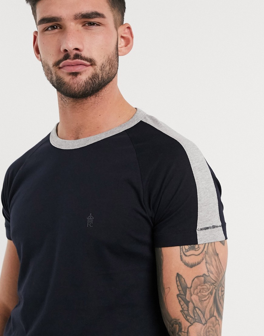 French Connection - T-shirt a pannelli blu navy