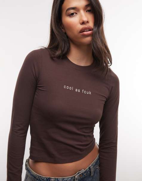 French Connection T-shirt bébé à manches longues Cool as FCUK chocolat - view 1