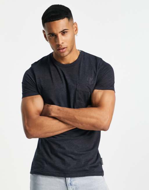 French Connection - T-shirt blu navy con tasca