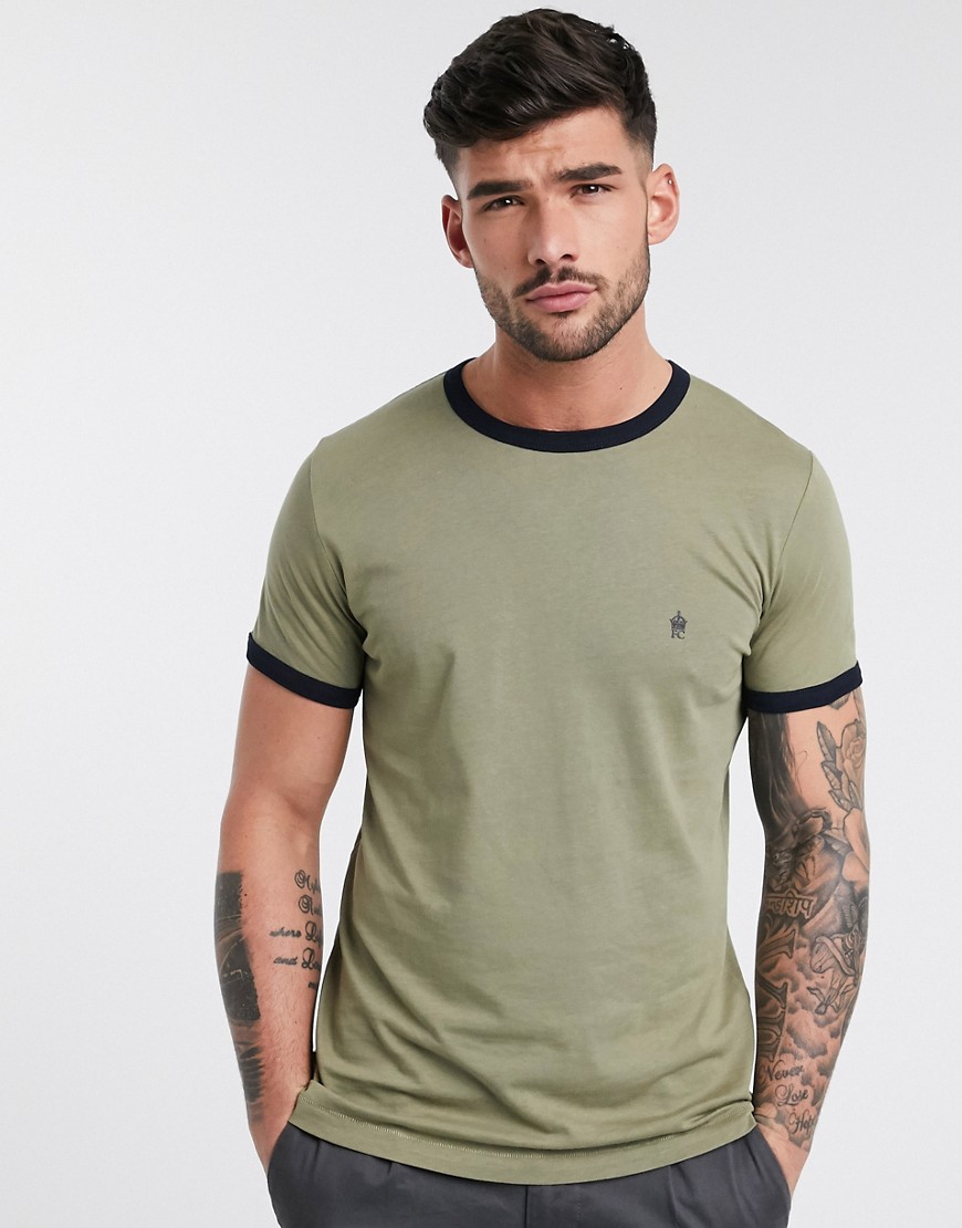 French Connection - T-shirt con bordi a contrasto-Verde