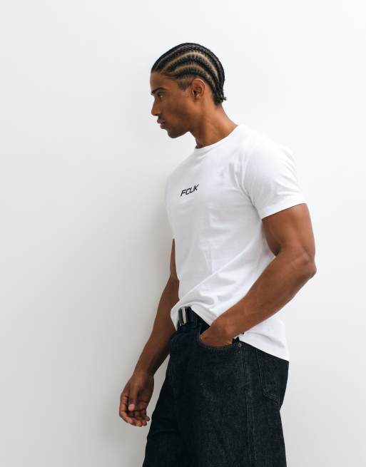 French Connection T-shirt con logo FCUK bianca, 3 di 5