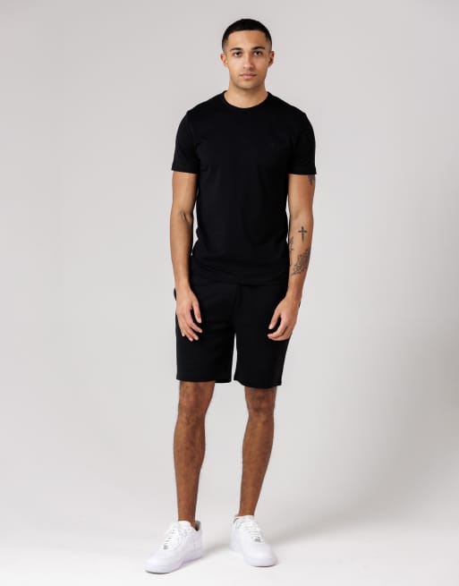 French Connection - T-shirt en short van katoen in zwart, deel van co-ord set, 2 van 4