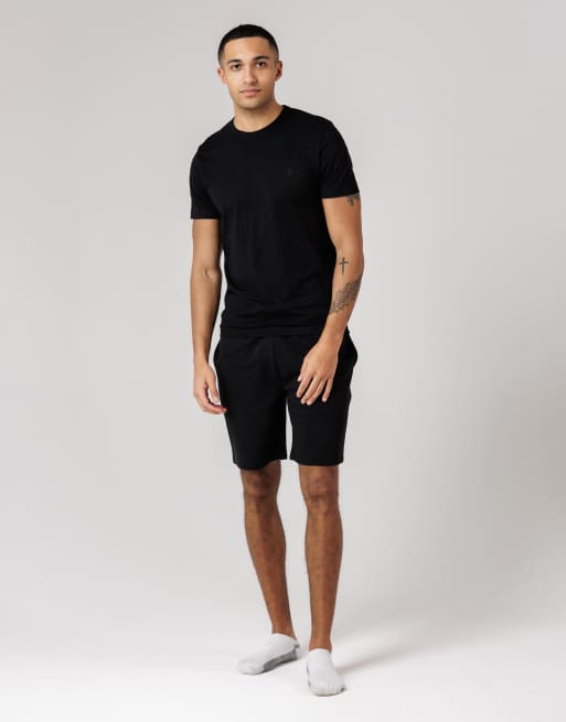 French Connection - T-shirt en short van katoen in zwart, deel van co-ord set, 3 van 4