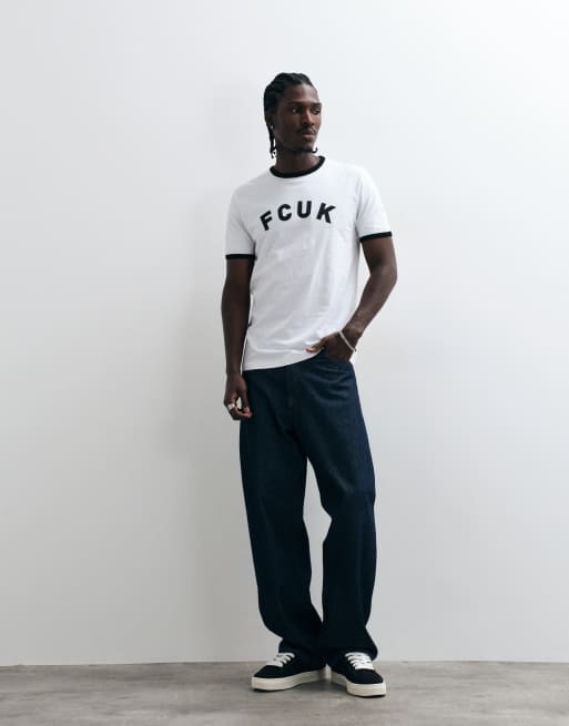 French Connection t-shirt med bröstlogga och kontrastkant i vitt, 4 av 5