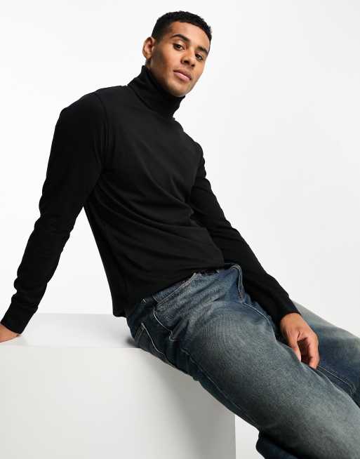 French Connection - T-shirt met lange mouwen en col in zwart