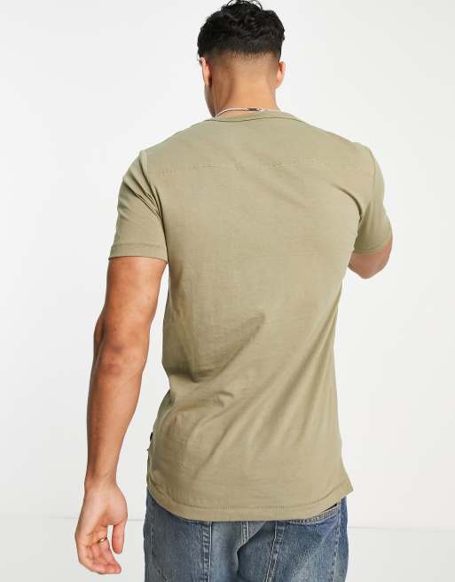 French Connection - T-shirt met ronde hals in lichtkaki, 3 van 4