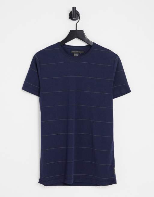French Connection - T-shirt met smalle streep in marineblauw
