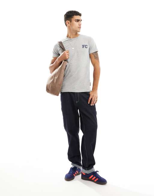 French Connection - T-shirt met varsity-logo in lichtgrijs en marineblauw, 4 van 4