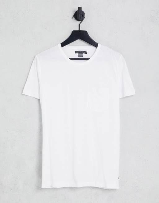 French Connection – T-Shirt mit Brusttasche in Weiß