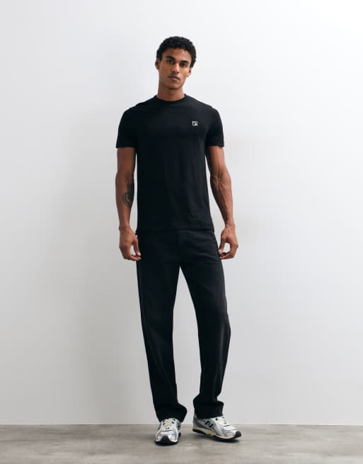 French Connection T-Shirt mit gestapeltem Logo in Schwarz, 2 von 5