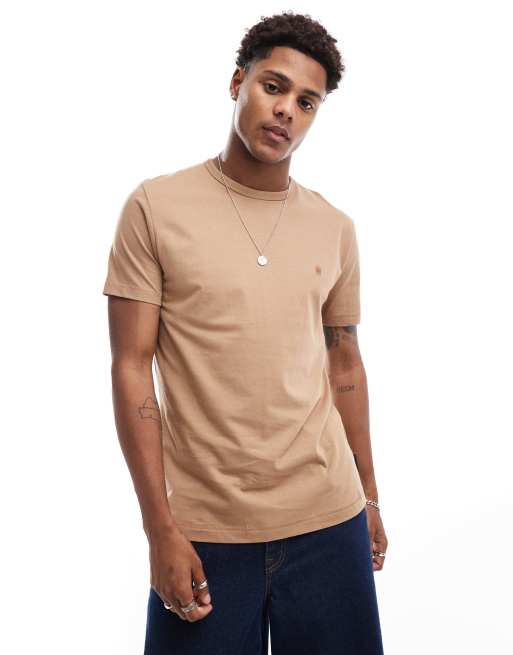 French Connection – T-Shirt mit Rundhalsausschnitt in Blassbraun