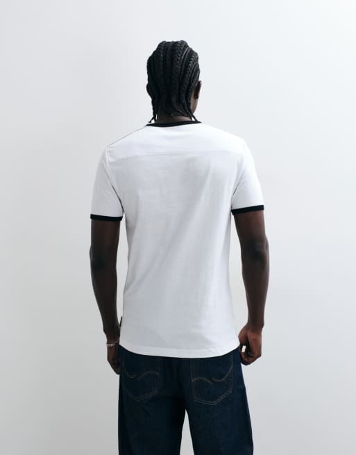 French Connection T-shirt ringer con logo sul petto bianca, 5 di 5