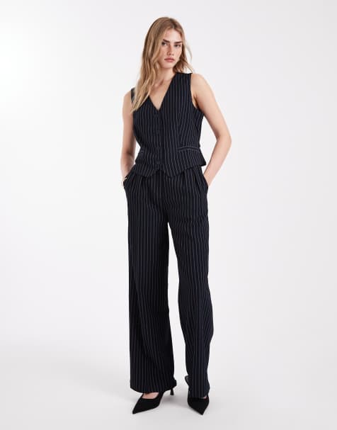 French Connection tailored co-ord in navy pinstripe - view 1