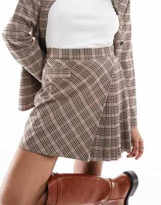 French Connection French Connection tailored mini skirt with pleat detail in check co-ord-Pink