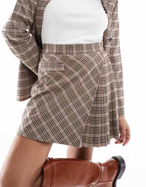 French Connection tailored mini skirt with pleat detail in check co-ord