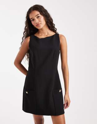 French Connection French Connection tailored playsuit with gold button detail in black