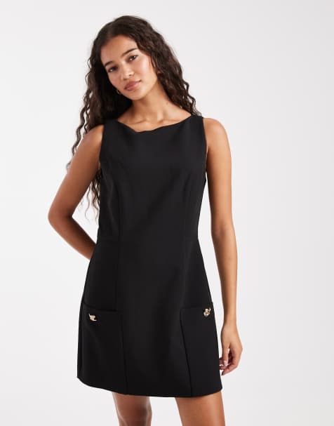 French Connection tailored playsuit with gold button detail in black - view 1