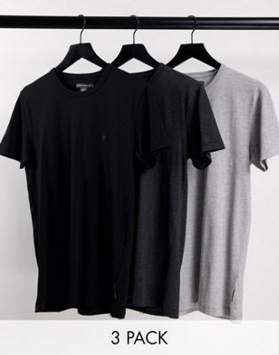 French Connection Tall 3 pack t-shirt in black - ASOS Price Checker