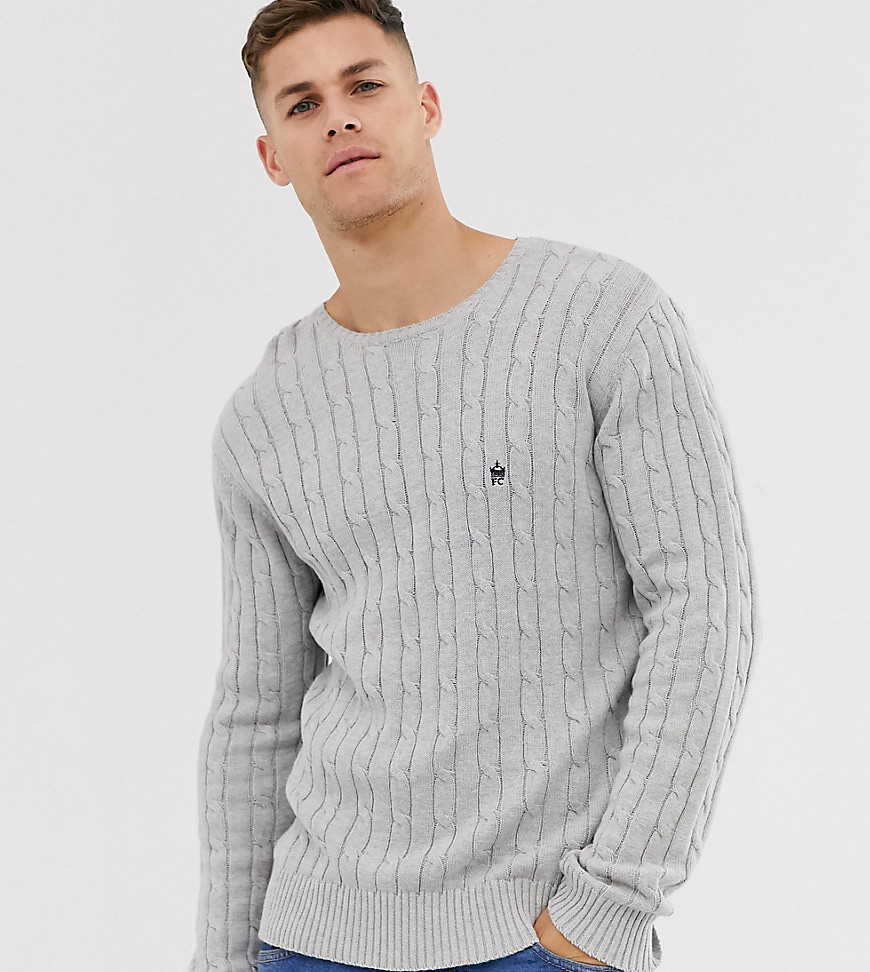 French Connection Tall cable crew neck jumper-Grey